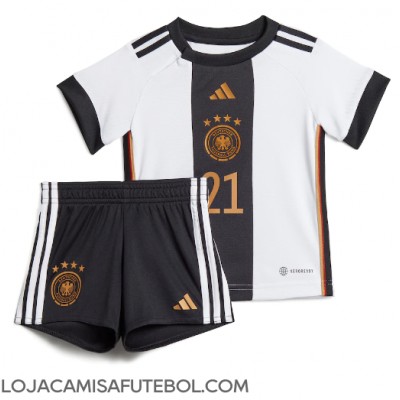 Camisa de Futebol Alemanha Ilkay Gundogan #21 Equipamento Principal Infantil Mundo 2022 Manga Curta (+ Calças curtas)